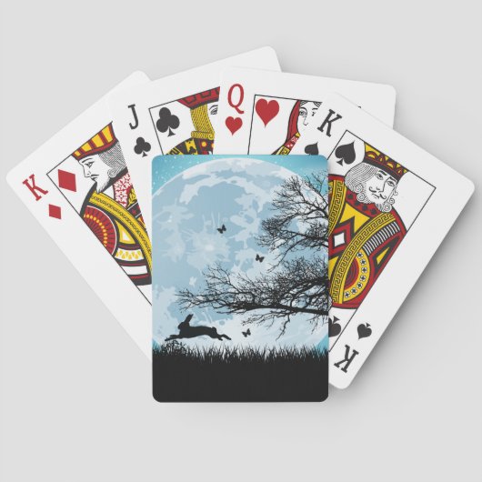 Mystical Moon met Rabbit Silhouette Speelkaarten (Achterkant)