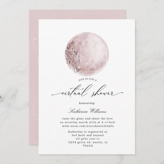 mystical moon virtual baby shower Invitation (Voorkant / Achterkant)