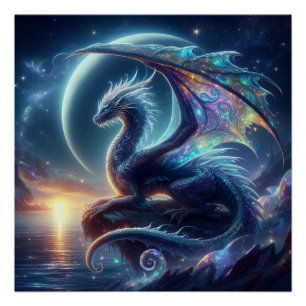 Mystical Moonlit Dragon beroemd gemaakt door The Z Perfect Poster