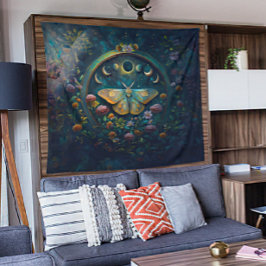 Mystical Moth and Moon Phases Portal Art LARGE Wandkleed