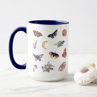 Mystical Moth Crystal Pattern Witch Coffee Mok