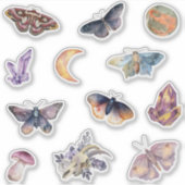 Mystical Moth Crystal Pattern Witch Stickers Set (Voorkant)