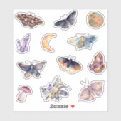 Mystical Moth Crystal Pattern Witch Stickers Set (Vel)