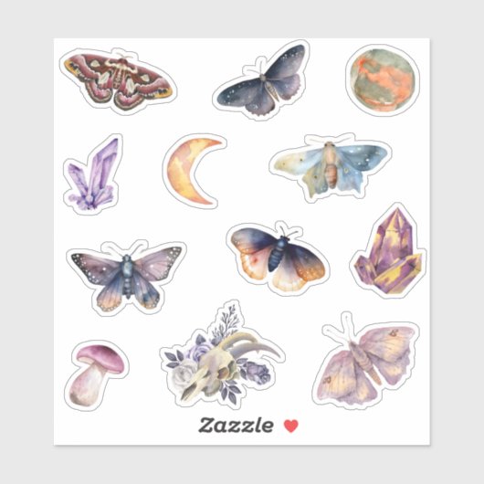 Mystical Moth Crystal Stickers Set (Feuille)