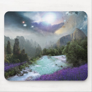 Mystical Natuur Landscape with Rushing Water Muismat