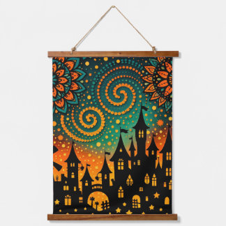 Mystical Night Castle Silhouette Hangend Wandkleed