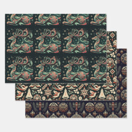 Mystical Noir: artistiek donkergetint kerstpapier Inpakpapier Vel