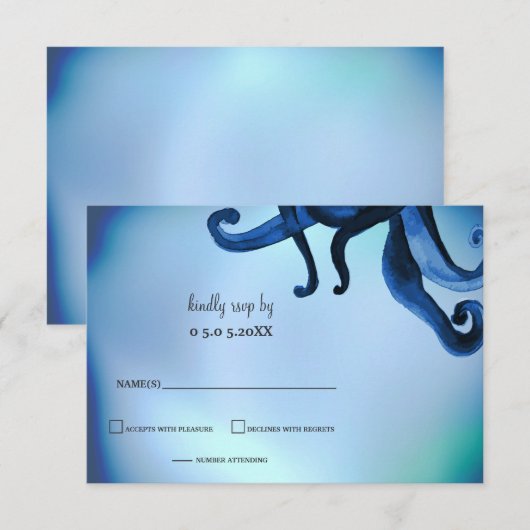 Mystical Ocean Octopus Wedding rsvp Kaart (Voorkant / Achterkant)