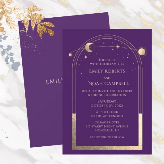 Mystical Paars Gold Sun Star-astronomische ruimte Kaart