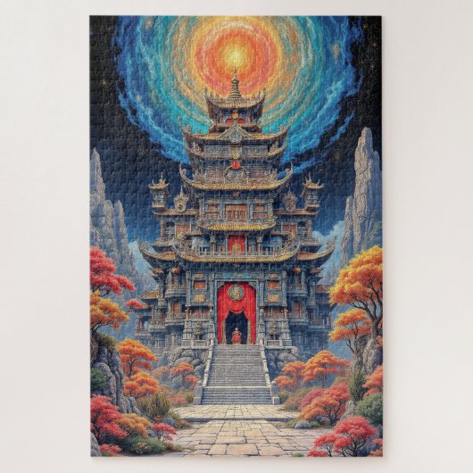 Mystical Pagoda Temple Under Celestial Sky Legpuzzel (Verticaal)