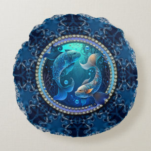 Mystical Pisces Dreams Fractal Lace New Moon Rond Kussen