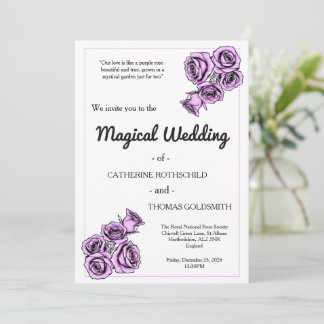 Mystical Purple Rose Wedding Invitation