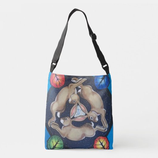 Mystical Rabbit Trio Moon Seasons Cross Body Bag Crossbody Tas (Achterkant)