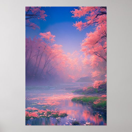 Mystical River in een Misty Forest Poster (Voorkant)