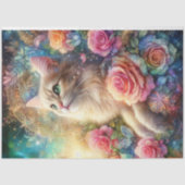 Mystical Rose Garden Cat Decoupage Tissuepapier (Voorkant)