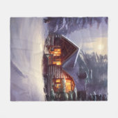 Mystical Rustic Log Cabin van de Evergreens Fleece Deken (Voorkant (Horizontaal))