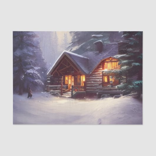 Mystical Rustic Log Cabin van de Evergreens Tissuepapier (Voorkant)