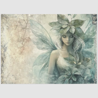 Mystical Sage Green Fairy Decoupage Tissuepapier
