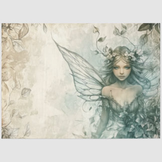 Mystical Sage Green Fairy Decoupage Tissuepapier