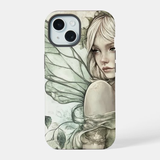 Mystical Sage Green Fairy iPhone 15 Hoesje (Achterkant)
