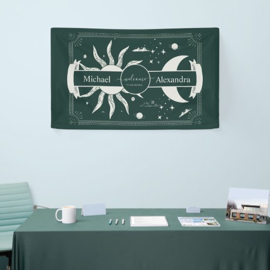 Mystical Silver en Green Sun Moon Wedding Spandoek (Beurs)