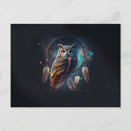 Mystical Space Owl with Dreamcatcher Art        Briefkaart (Voorkant)