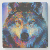 Mystical Spirit Wolf Stenen Onderzetter (Voorkant)