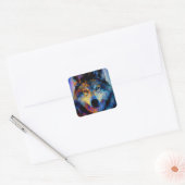 Mystical Spirit Wolf Vierkante Sticker (Envelop)