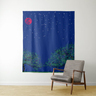 Mystical Starry Night Landscape Wandkleed
