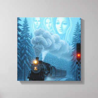 Mystical Steam Train with Guardian Canvas Afdruk