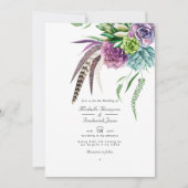 Mystical Succulent QR Code RSVP Bohemian Wedding Kaart (Voorkant)