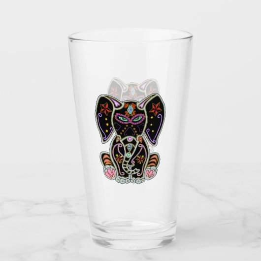 Mystical Sugar Skull Elephant Glas (Voorkant)