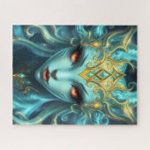 Mystical Teal Goddess with Radiant Ember Eyes Legpuzzel (Horizontaal)