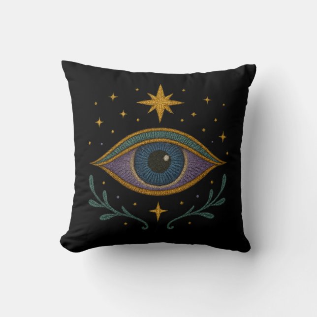Mystical Third Eye Unisex Embroidered Look Kussen (Voorkant)