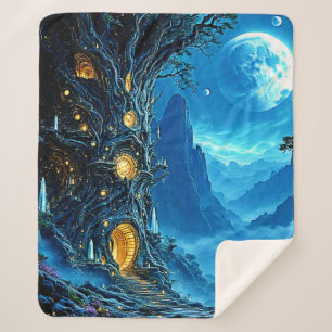 Mystical Tree Home Dreamscape Sherpa Deken