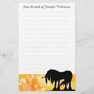 Mystical Unicorn met lijnen (gele sterren) Briefpapier