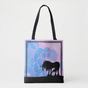 Mystical Unicorn (roze en blauwe getextureerde blo Draagtas