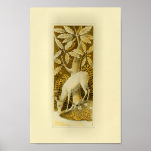 Mystical White Deer in Bossen 1877 Print