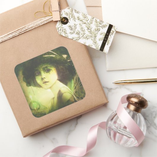 Mystical Willow Tree Fairy Fantasy Art Vierkante Sticker (Geschenken)