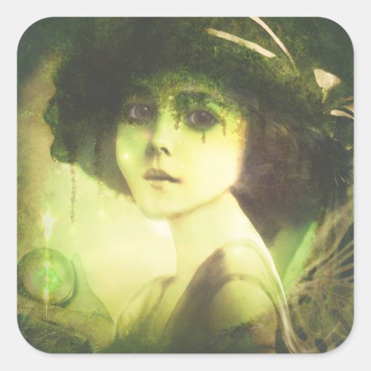 Mystical Willow Tree Fairy Fantasy Art Vierkante Sticker (Voorkant)