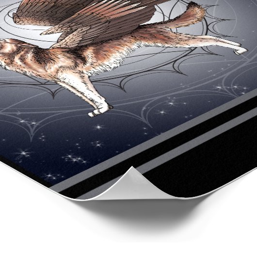 Mystical Winged Wolf Poster (Hoek)