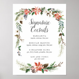 Mystical Winter Signature Cocktail Menu Sign. Poster