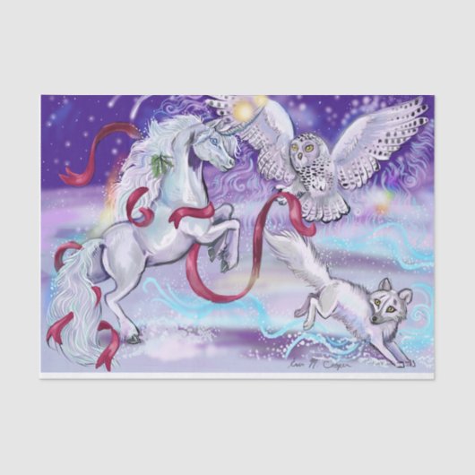 Mystical Winter Unicorn Tissuepapier (Voorkant)