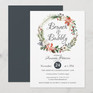 Mystical Winter WEDING WREATH BRUNCH Bubble Kaart
