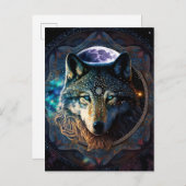 Mystical Wolf Moon Mandala Briefkaart (Voorkant / Achterkant)