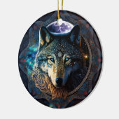 Mystical Wolf Moon Mandala Keramisch Ornament (Links)