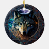 Mystical Wolf Moon Mandala Keramisch Ornament (Achterkant)