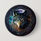 Mystical Wolf Moon Mandala Ronde Button 7,6 Cm (Voorkant)