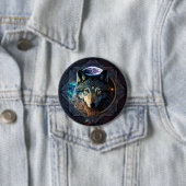 Mystical Wolf Moon Mandala Ronde Button 7,6 Cm (In situ)