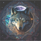 Mystical Wolf Moon Mandala Sticker (Voorkant)